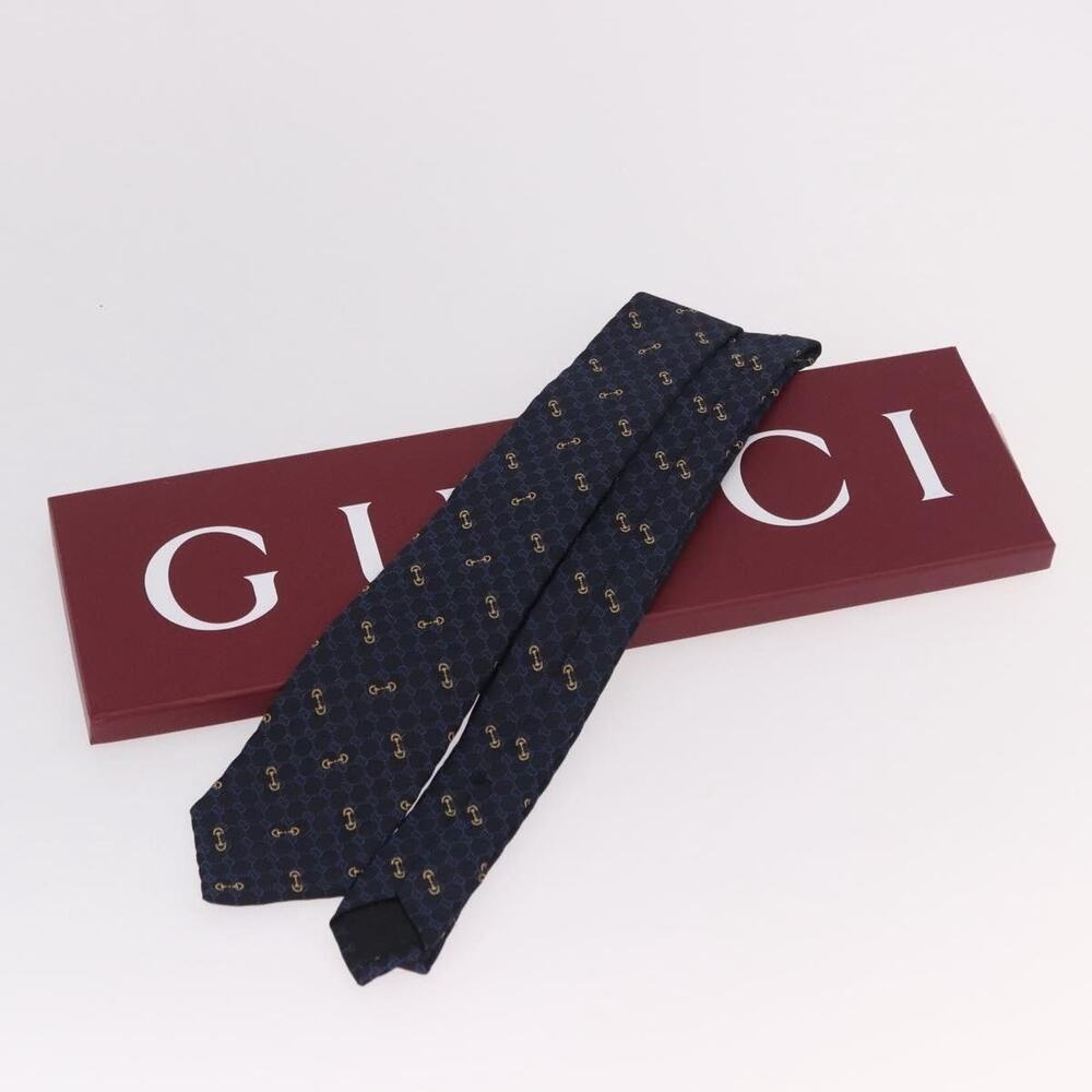 Gucci Horsebit Necktie Silk Jacquard Blue